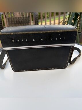 Vintage Bell & Howell Black Leather Camera Case Crossbody Carrying Case